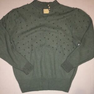 Nina Austin Green Sweater with Beads